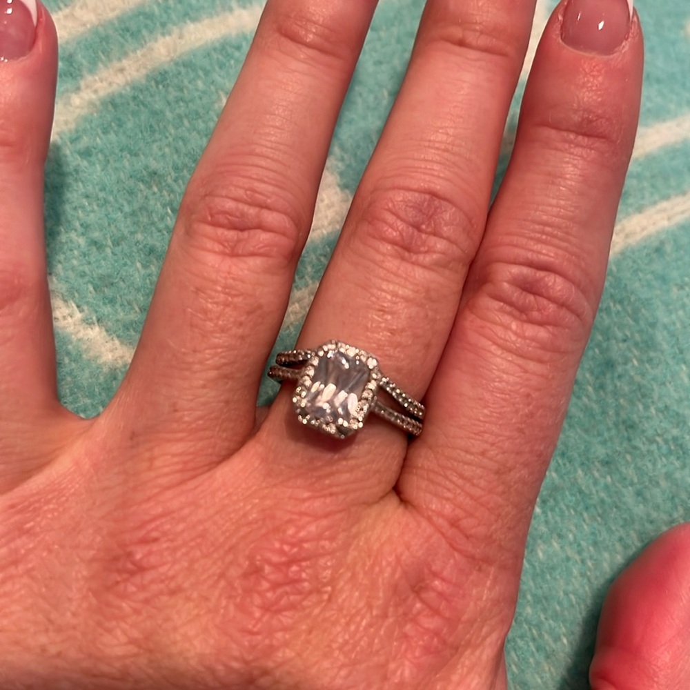 Genuine Vintage Tiffany & Co. Solid sterling silver and white Zircon Ring set